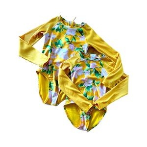 Big Sis Little Sis Matching Bathing Suits sizes 10 & 6 longs sleeve